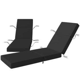 Set Of 2 Chaise Lounge Cushion, 4 Thick Outdoor Lounge Chair Cushions With Ties For Patio, (Option: Gray)
